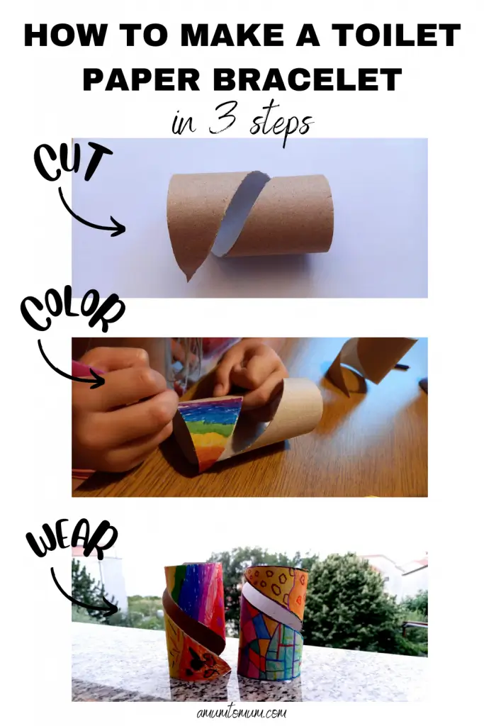 Toilet Paper Roll Bracelets: Crafts for Kids 3 DIY toilet paper roll bracelet tutorial: cut, color, and wear in 3 easy steps