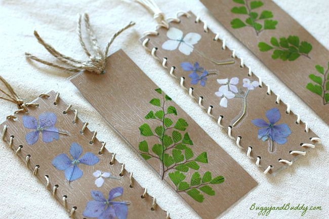 Pressed flowers bookmark kids can make as a gift