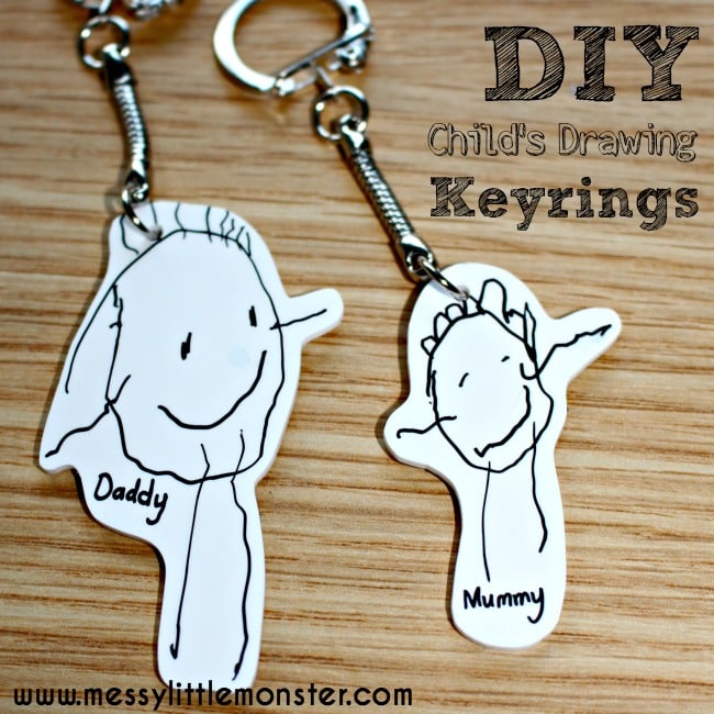 a keyring from kids drawings, a perfect gift idea