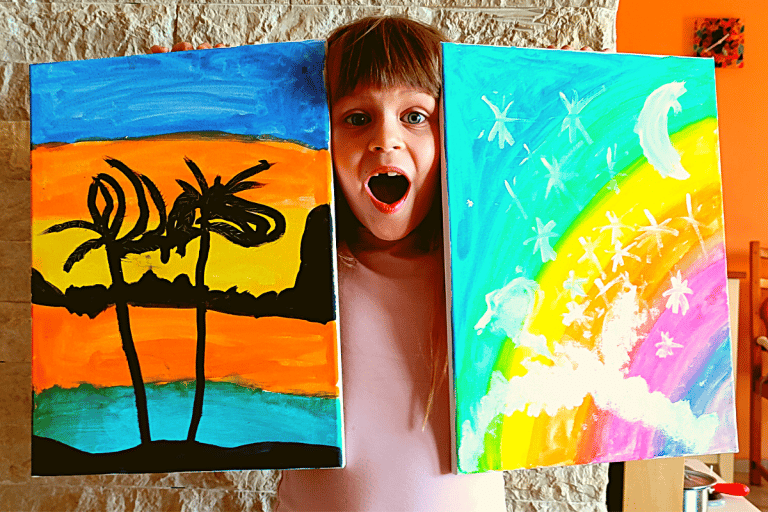 14 Simple Canvas Painting Ideas for Kids - Easy Techniques! 4 step by step painting for kids