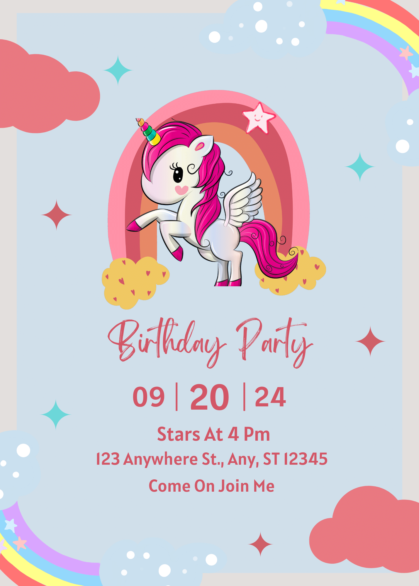 rainbow theme invitation template