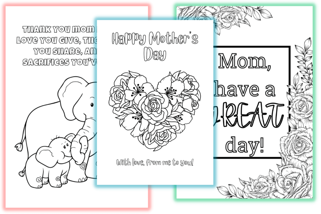 mothers day colouring in pages
