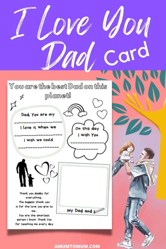 Amazing 'I Love You Dad' Card - Free Printable 6 free printable fathers day cards to color
