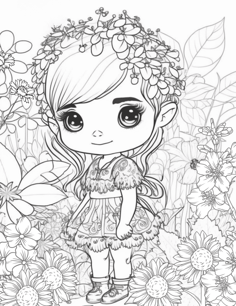 kawaii girl coloring pages