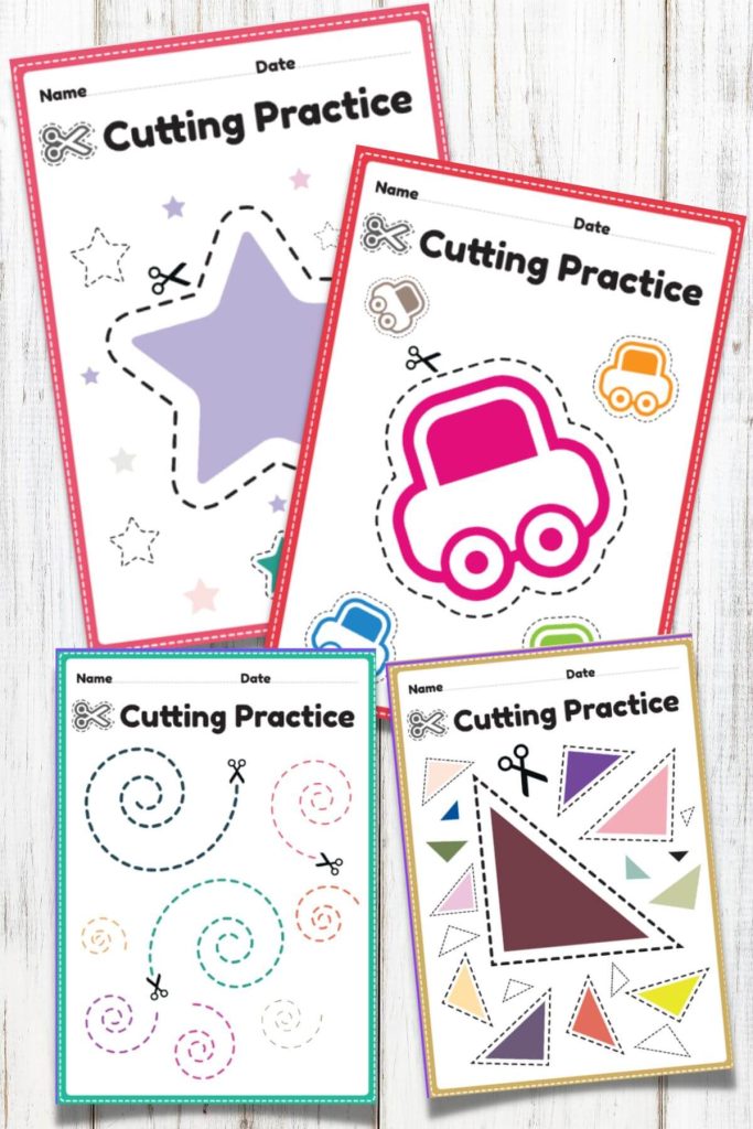 shapes scissor skills worksheets with fun colors
