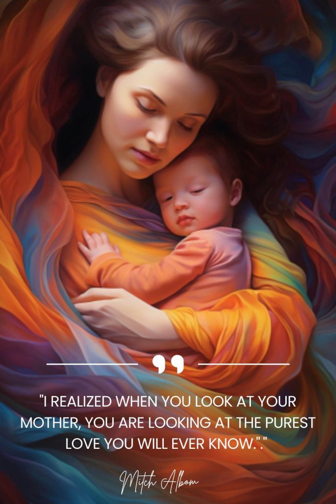 Quote on the influence of mothers on an image of mother and a baby
