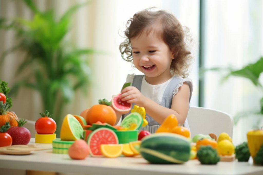 a picky eater child engaging with food during meal time