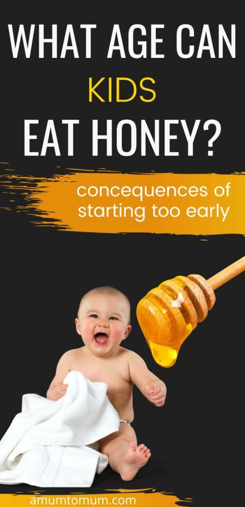 pin image for article to warn parents not to give honey to kids before 12 months of age