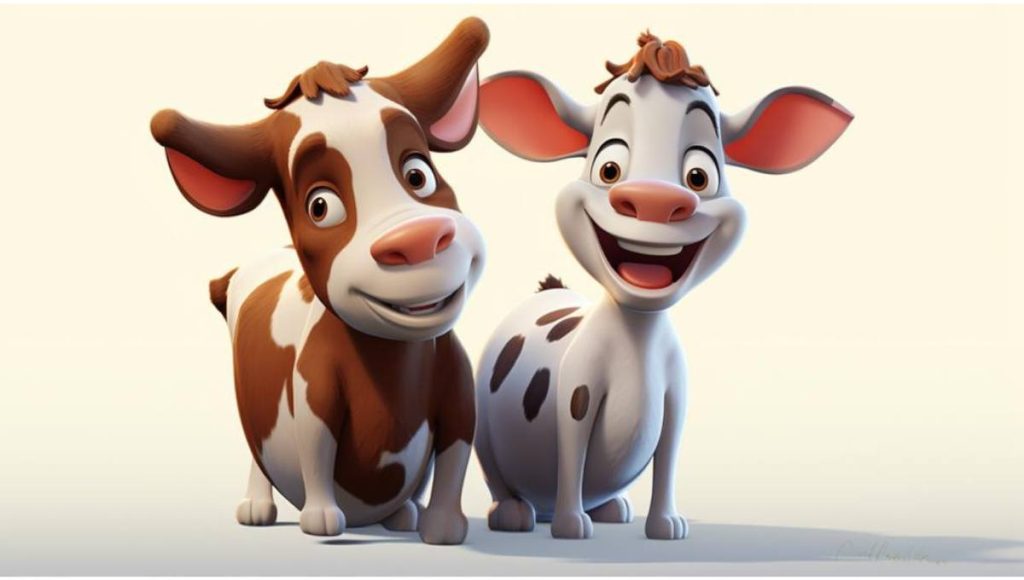 illustration of two cows for an article to learn about animals