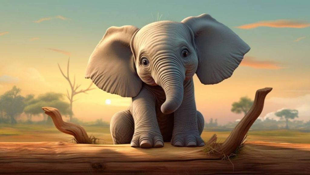 vector image of baby elephant for article that describes how they use their trunk