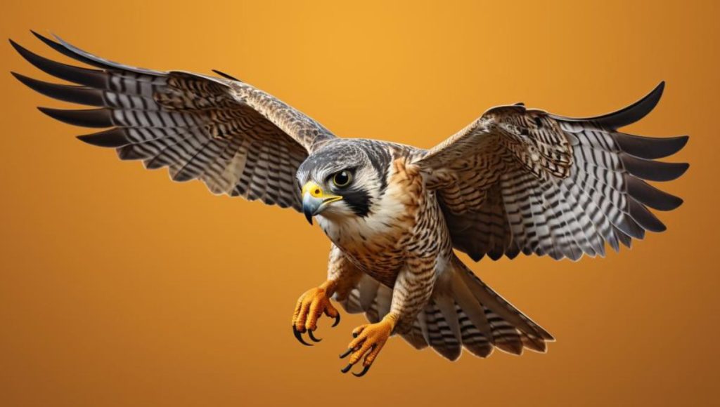 vector image of a falcon with yellow background