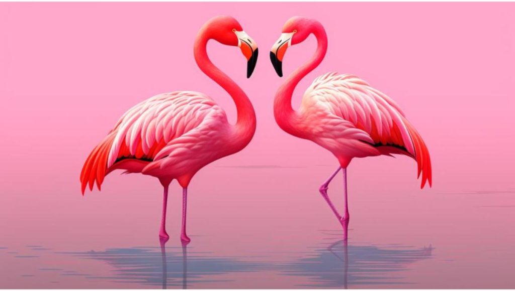a vector image of two flamingos in love for an article with fun facts