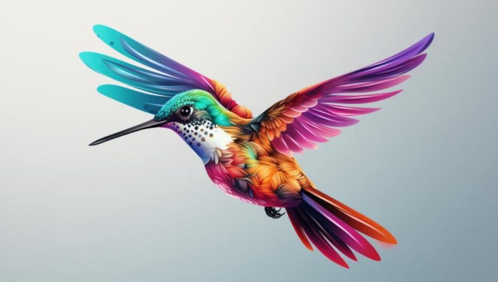 colorful vector image of a hummingbird