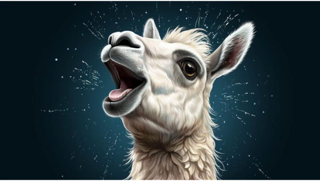 an illustration of a spitting llama for an article on enthralling animal curiosities and facts