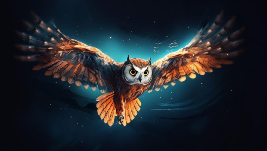 an illustration of an owl flying at night for a text on strange and fun facts on animals