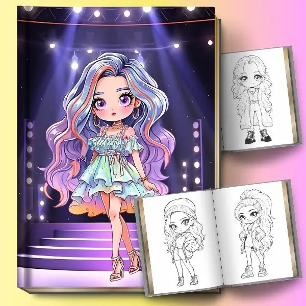 chibi girl coloring pages with fashion style