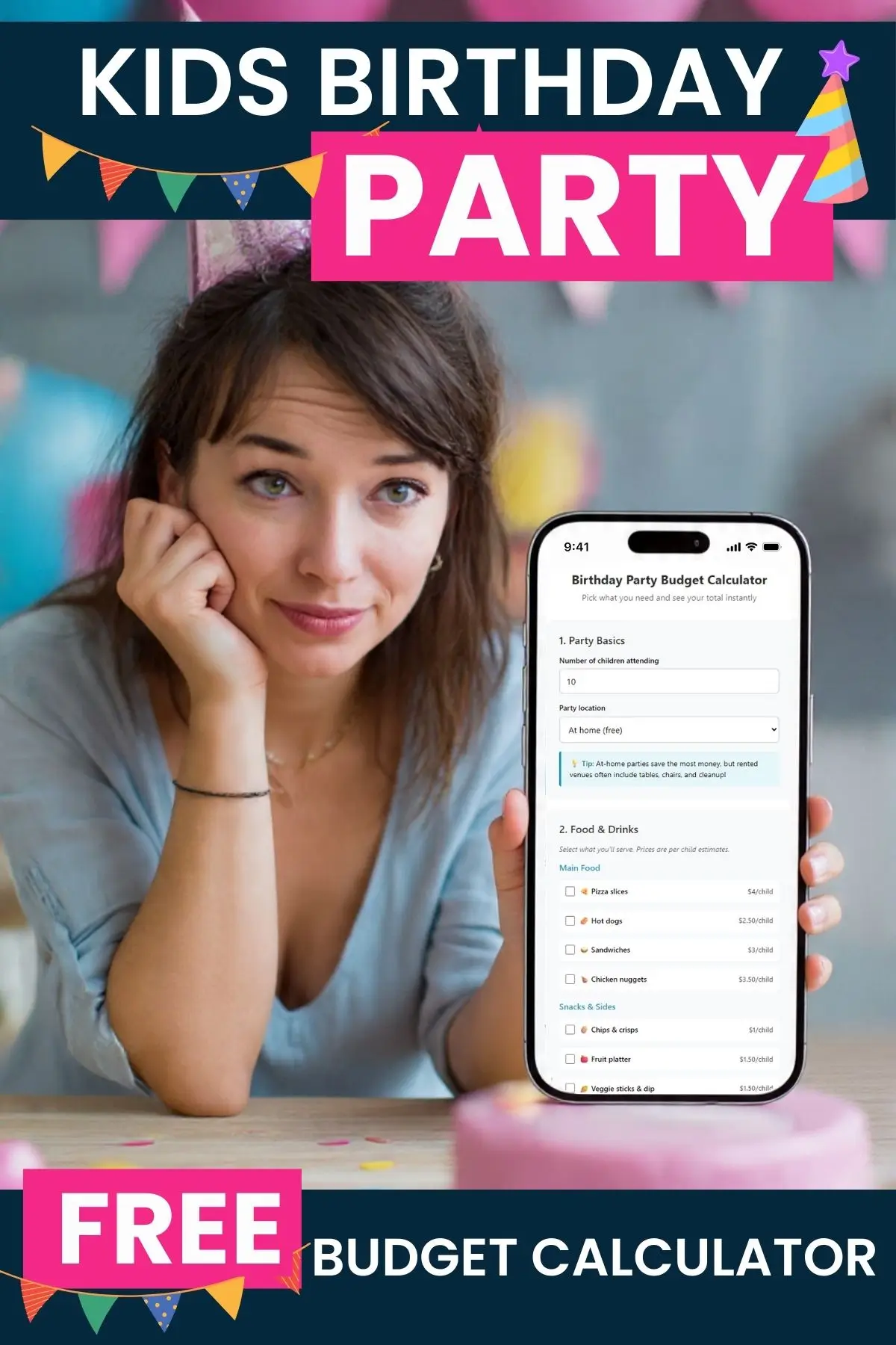 Kids Birthday Party Budget FREE Calculator 6 Free kids birthday party budget calculator app on smartphone
