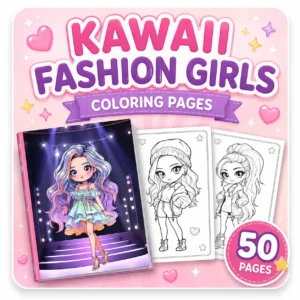 Kawaii Fashion Girls Coloring Pages