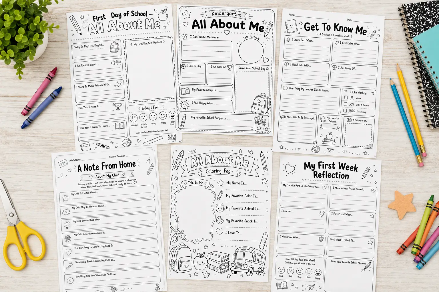 Free All About Me worksheet for back to school printables