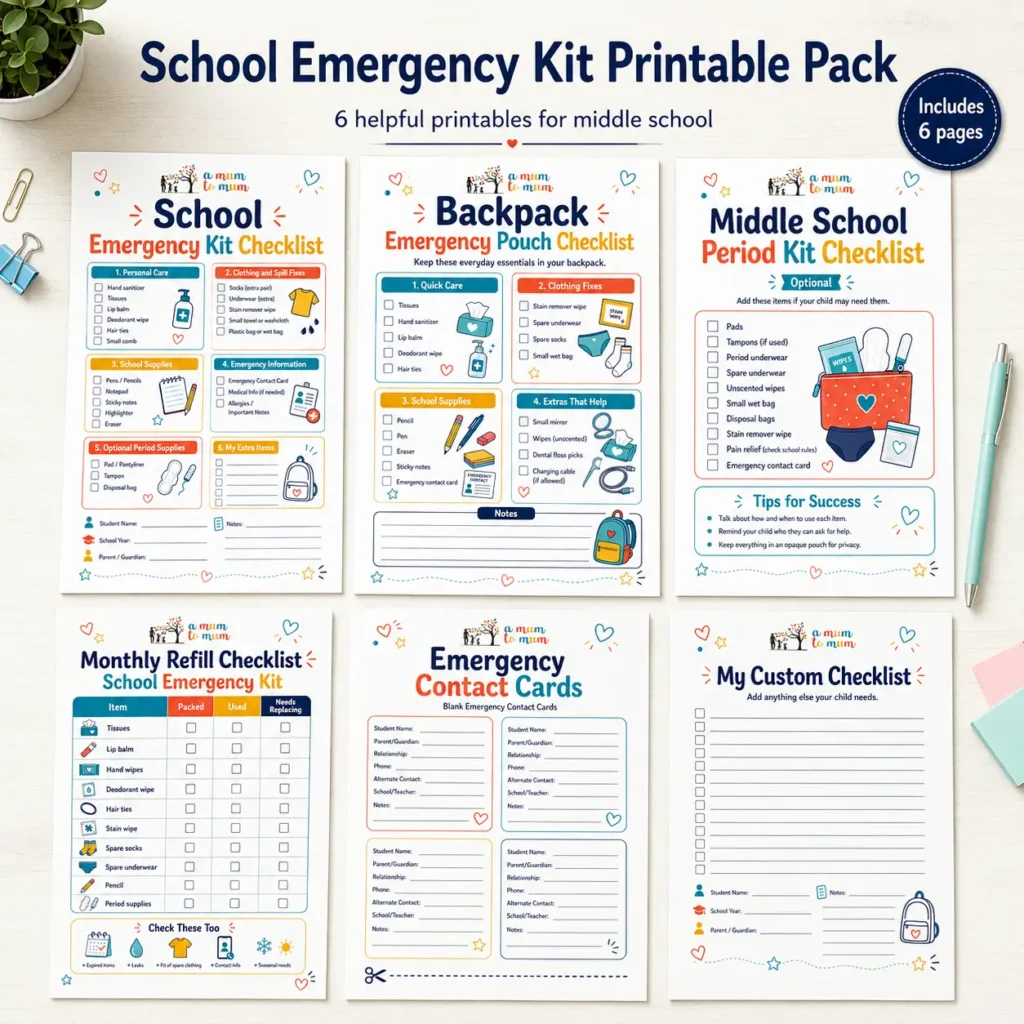 School Emergency Kit Checklist for Middle School 2 school emergency kit