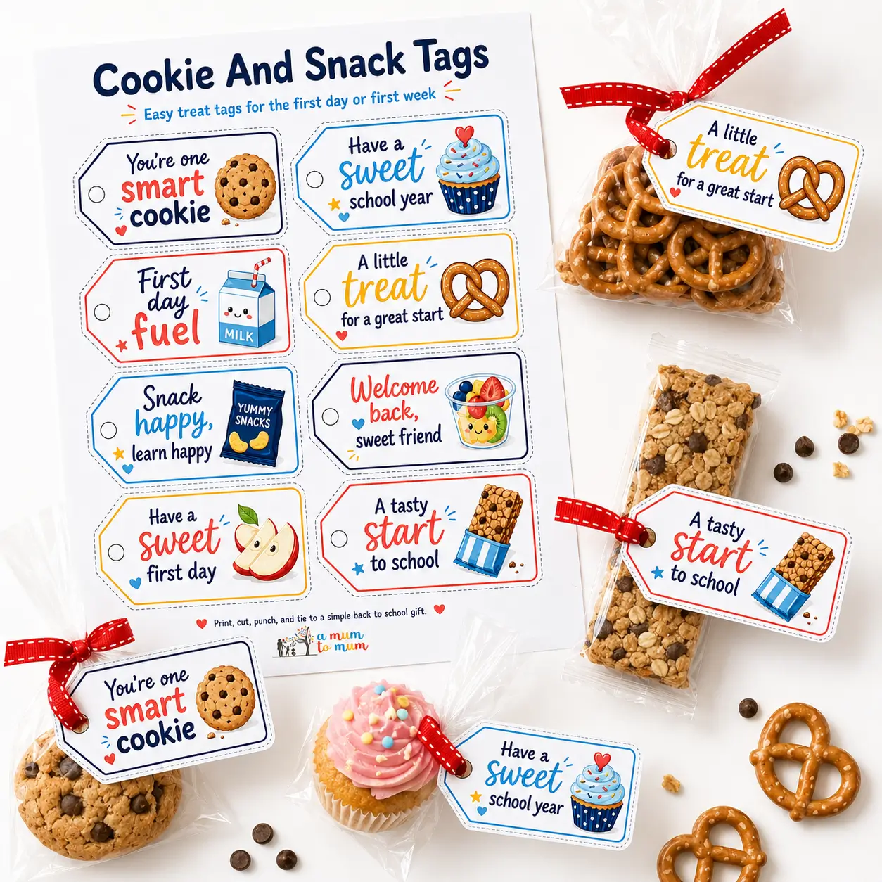 Free back to school gift tags printables with snack tags and treat tags