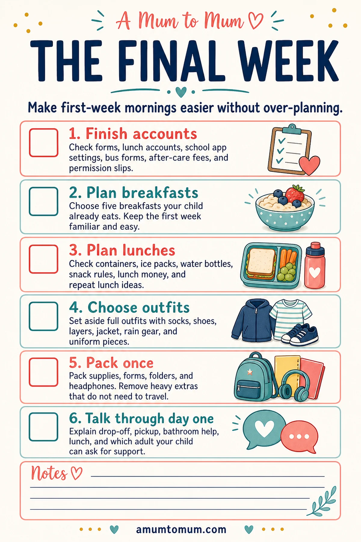 Things to Do Before School Starts: A Back-to-School Checklist for Parents 4 Final week before school printable checklist for parents.