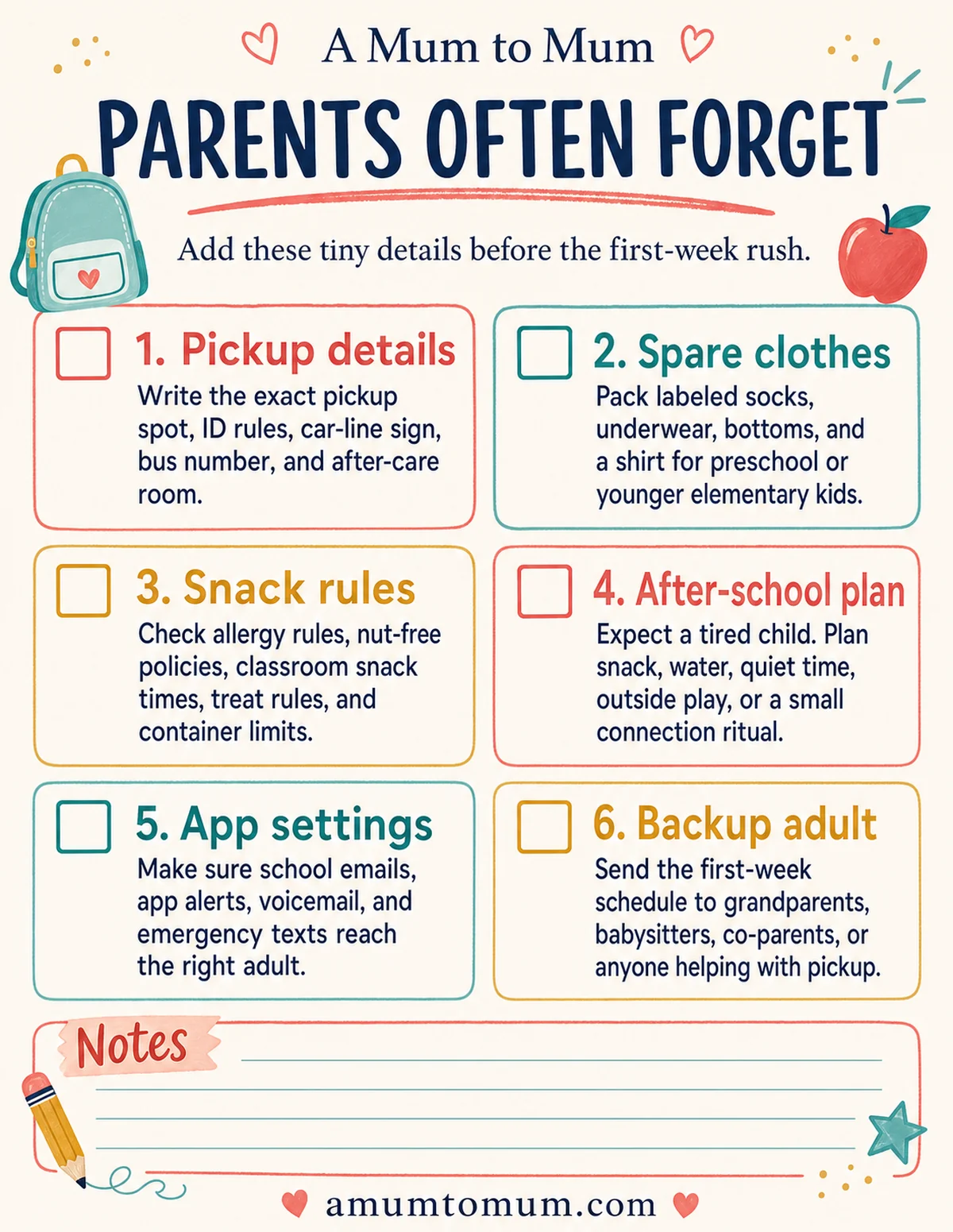 Things to Do Before School Starts: A Back-to-School Checklist for Parents 7 Parents often forget back-to-school details printable checklist.