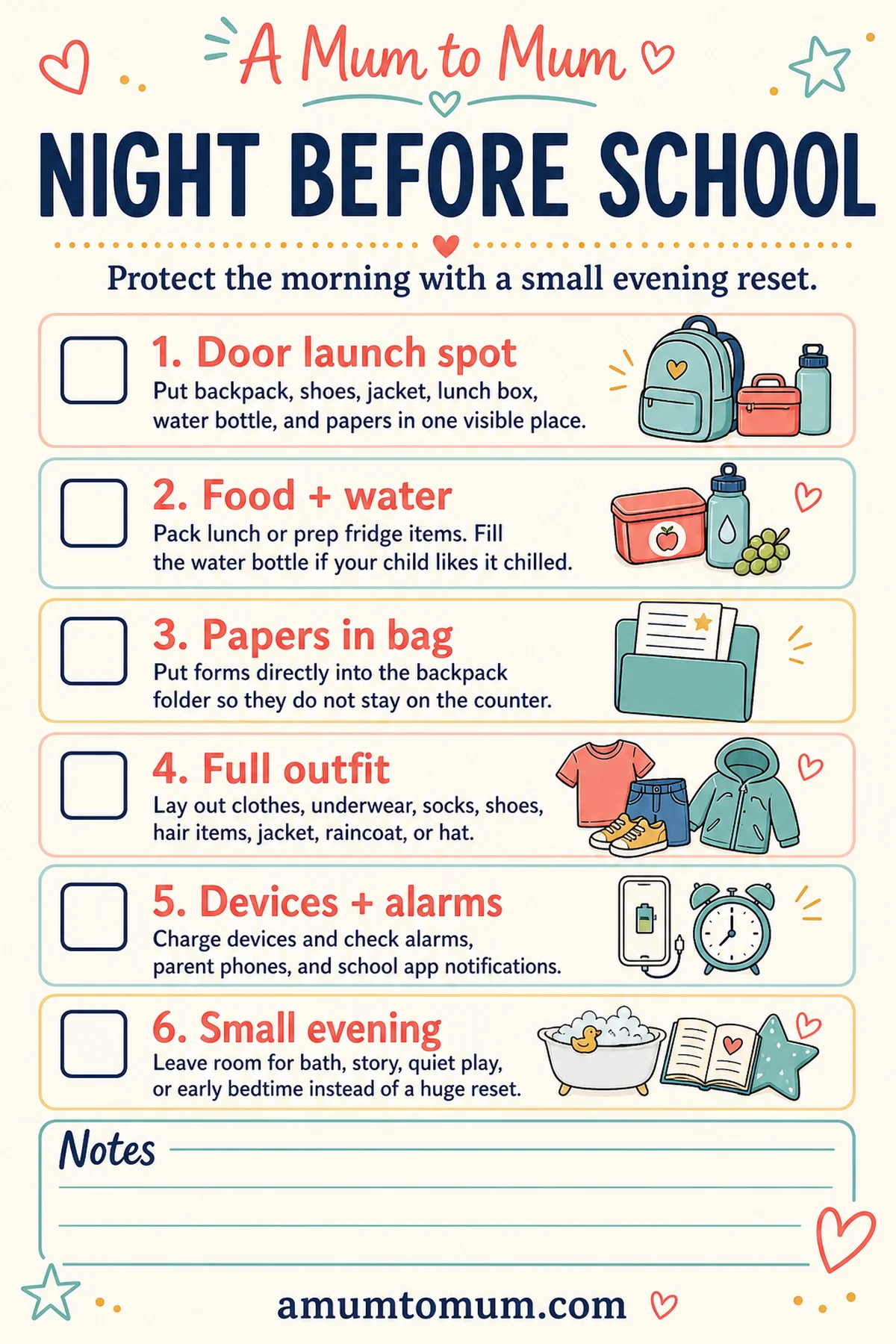 Things to Do Before School Starts: A Back-to-School Checklist for Parents 5 Night before school printable checklist for parents.